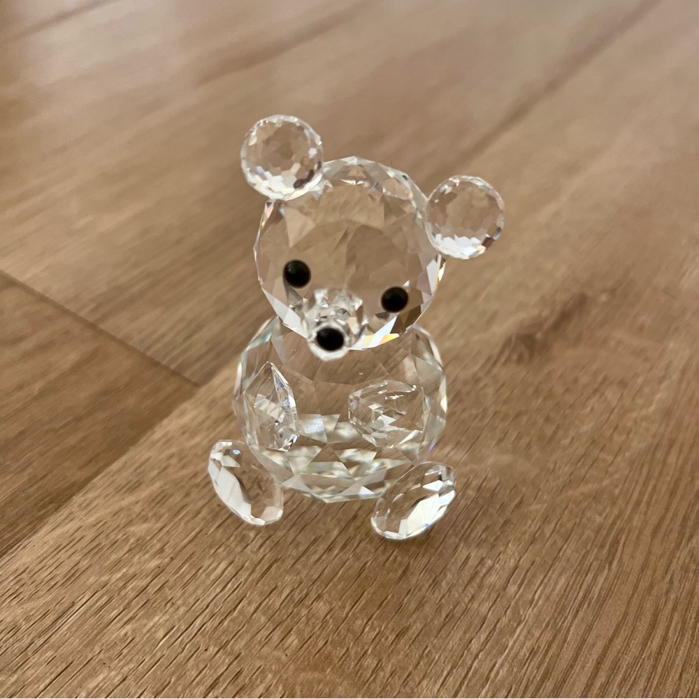 2.75” SWAROVSKI CRYSTAL TEDDY BEAR With BLACK EYES &‎ NOSE Vintage